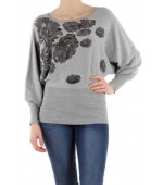 Pull chauve-souris fleurs