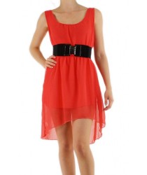 Robe ceinture corail