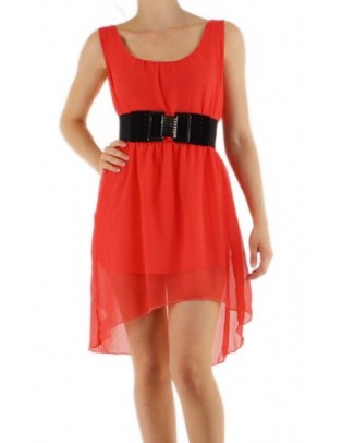 Robe corail et ceinture noire Golden Gals