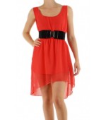 Robe ceinture corail