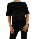 Pull filet noir coeurs