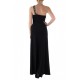 Robe de cocktail longue asymétrique noire