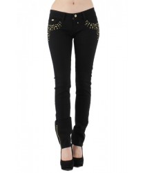 Jean slim noir strass dorés