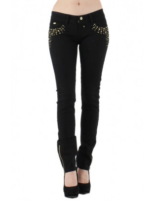 Jean slim noir strass dorés