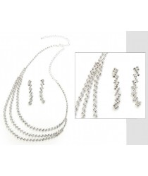 Parure collier et boucles d'oreilles strass