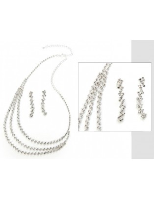 Parure collier et boucles d'oreilles strass