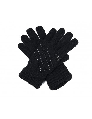 Gants noirs à strass