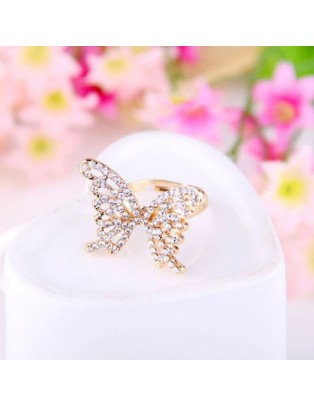 Bague papillon strass